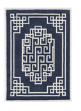 5' X 7' Navy Blue Ivory Hand Tufted Bordered Greek Key Indoor Area Rug - Homeroots - Flyclothing LLC