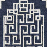 5' X 7' Navy Blue Ivory Hand Tufted Bordered Greek Key Indoor Area Rug - Homeroots - Flyclothing LLC