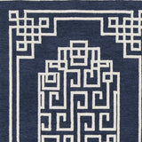 5' X 7' Navy Blue Ivory Hand Tufted Bordered Greek Key Indoor Area Rug - Homeroots - Flyclothing LLC