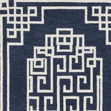 5' X 7' Navy Blue Ivory Hand Tufted Bordered Greek Key Indoor Area Rug - Homeroots - Flyclothing LLC