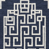 8' X 10' Navy Blue Ivory Hand Tufted Greek Key Medallion Indoor Area Rug - Homeroots - Flyclothing LLC