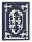 8' X 10' Navy Blue Ivory Hand Tufted Greek Key Medallion Indoor Area Rug - Homeroots - Flyclothing LLC