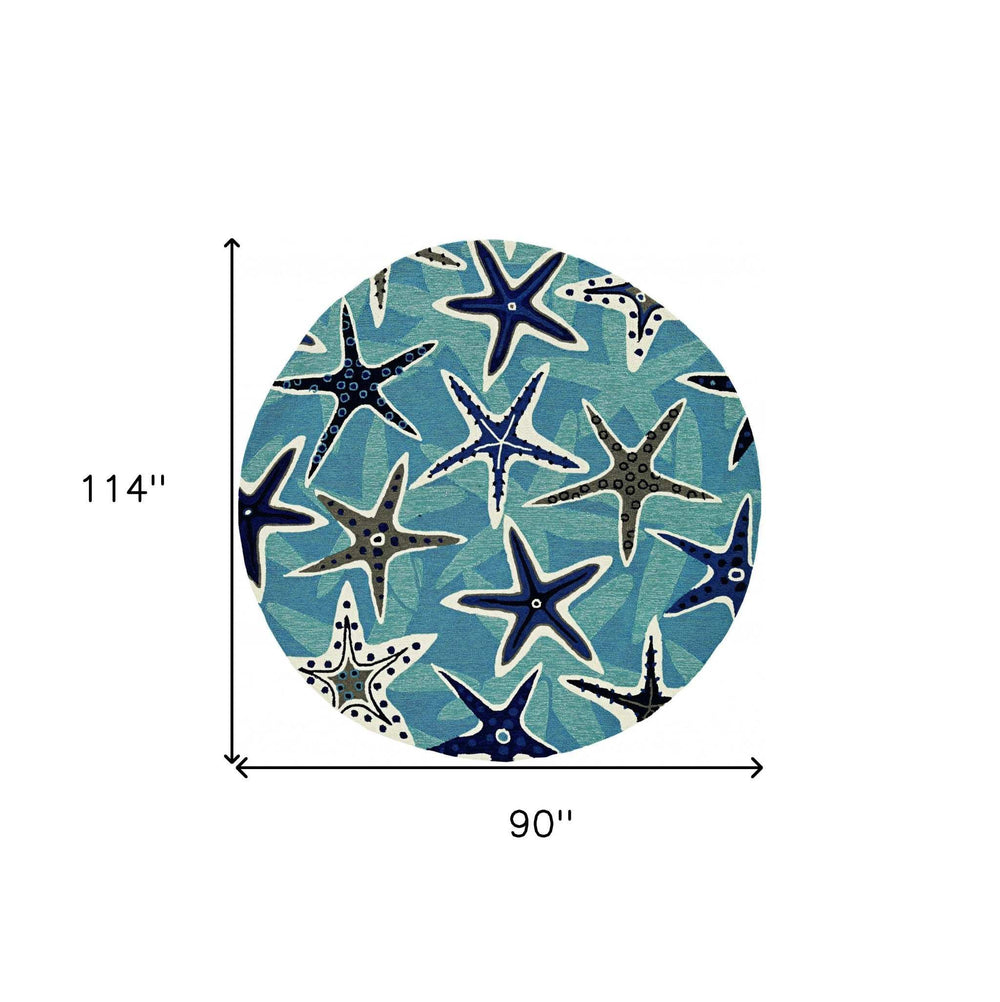 90 X 114 Blue Polypropylene Rug - Homeroots - Flyclothing LLC