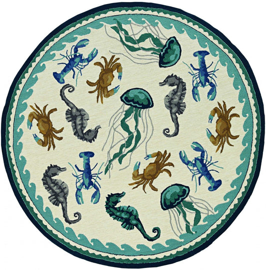 8' Round Hand Tufted Area Rug With UV Protection - Homeroots - Flyclothing LLC
