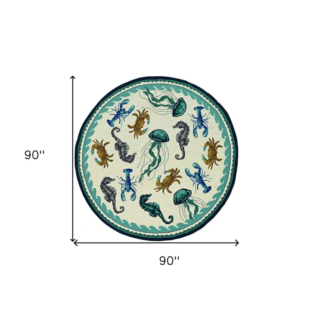 8' Round Hand Tufted Area Rug With UV Protection - Homeroots - Flyclothing LLC