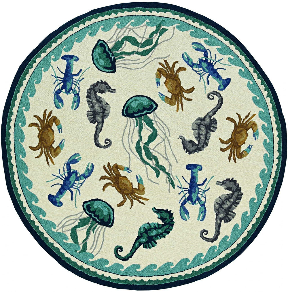 8' Round Hand Tufted Area Rug With UV Protection - Homeroots - Flyclothing LLC