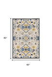 5' X 8' Ivory Abstract Handmade Indoor Outdoor Area Rug - Homeroots - Flyclothing LLC
