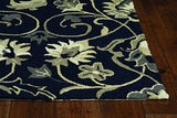 2' X 3' Navy Blue Floral Handmade Indoor Outdoor Area Rug - Homeroots - Flyclothing LLC