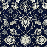 2' X 3' Navy Blue Floral Handmade Indoor Outdoor Area Rug - Homeroots - Flyclothing LLC