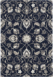 3' X 5' Navy Blue Floral Handmade Indoor Outdoor Area Rug - Homeroots - Flyclothing LLC