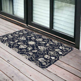 3' X 5' Navy Blue Floral Handmade Indoor Outdoor Area Rug - Homeroots - Flyclothing LLC