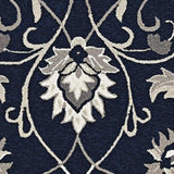 3' X 5' Navy Blue Floral Handmade Indoor Outdoor Area Rug - Homeroots - Flyclothing LLC