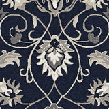 3' X 5' Navy Blue Floral Handmade Indoor Outdoor Area Rug - Homeroots - Flyclothing LLC