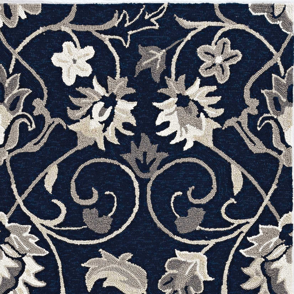 5' X 7' Navy Floral Vines Indoor Outdoor Area Rug - Homeroots - Flyclothing LLC