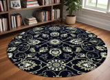 8' Navy Blue Round Hand Tufted Area Rug With UV Protection - Homeroots - Flyclothing LLC