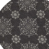 8' Round Charcoal Round Floral Handmade Indoor Outdoor Area Rug - Homeroots - Flyclothing LLC