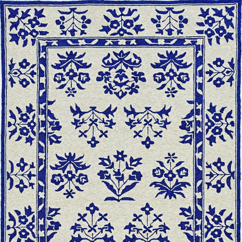 2' X 3' Blue Floral Handmade Indoor Outdoor Area Rug - Homeroots - Flyclothing LLC