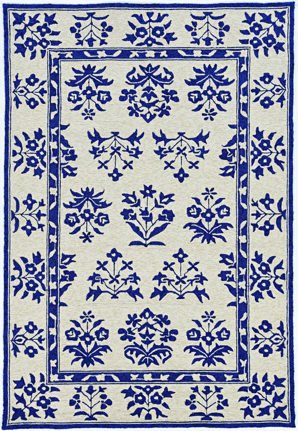 3' X 5' Blue Floral Handmade Indoor Outdoor Area Rug - Homeroots - Flyclothing LLC