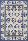 5' X 7' Sand Or Blue Floral Bordered Indoor Outdoor Area Rug - Homeroots - Flyclothing LLC