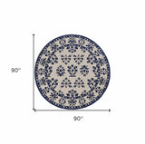 8' Blue Round Hand Tufted Area Rug With UV Protection - Homeroots - Flyclothing LLC