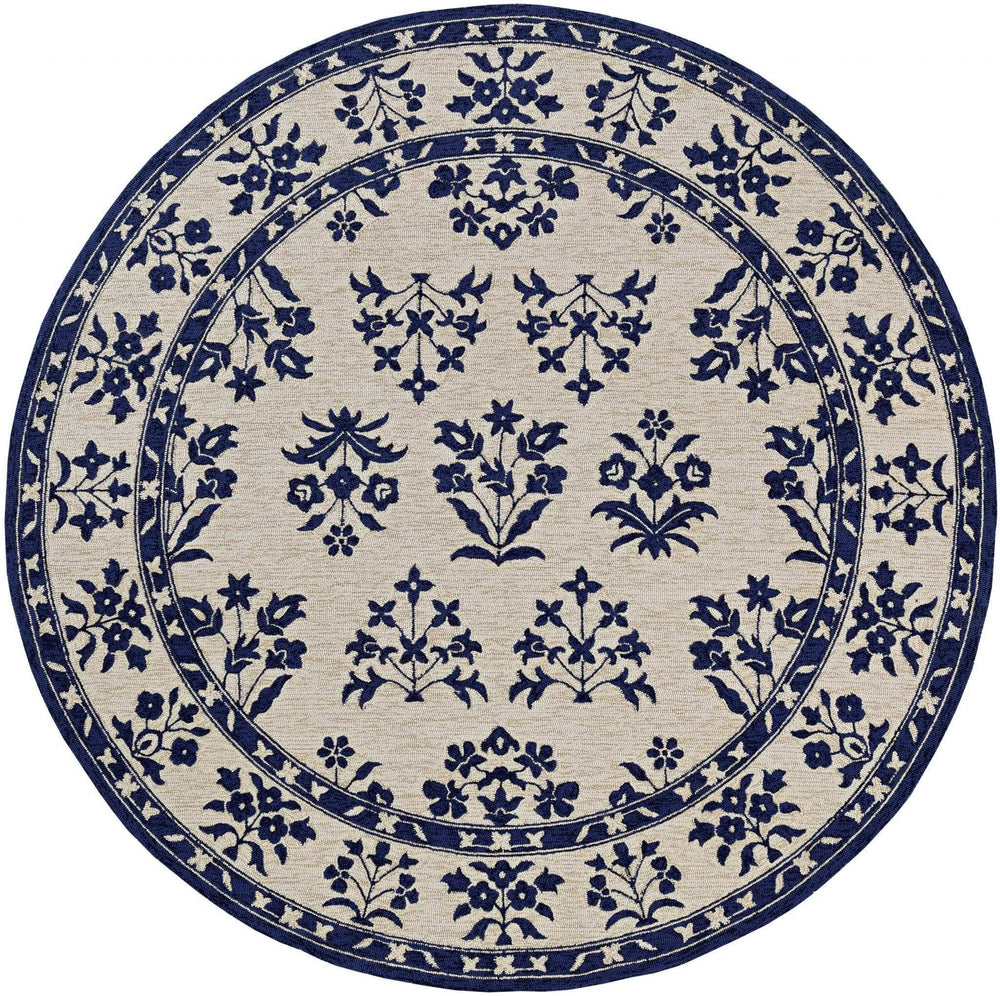 8' Blue Round Hand Tufted Area Rug With UV Protection - Homeroots - Flyclothing LLC