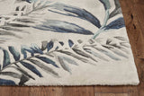 8' Grey Blue Hand Tufted Tropical Leaves Indoor Runner Rug - Homeroots - Flyclothing LLC
