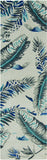 8' Grey Blue Hand Tufted Tropical Leaves Indoor Runner Rug - Homeroots - Flyclothing LLC