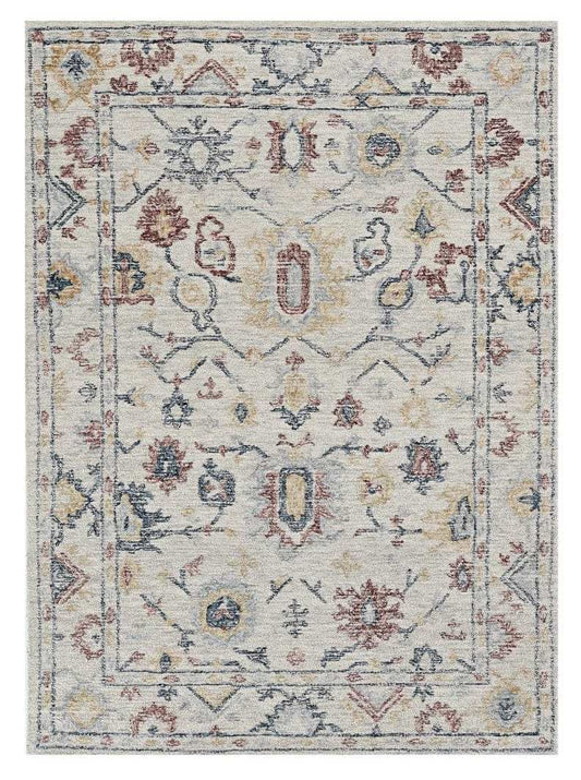 5' X 7' Ivory Floral Bordered Wool Indoor Area Rug - Homeroots - Flyclothing LLC