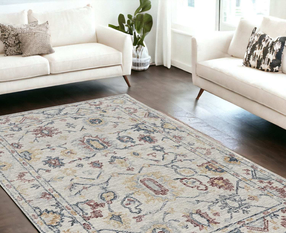 9' X 13' Ivory Hand Tufted Space Dyed Floral Traditional Indoor Area Rug - Homeroots - Flyclothing LLC