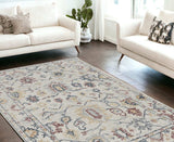 9' X 13' Ivory Hand Tufted Space Dyed Floral Traditional Indoor Area Rug - Homeroots - Flyclothing LLC