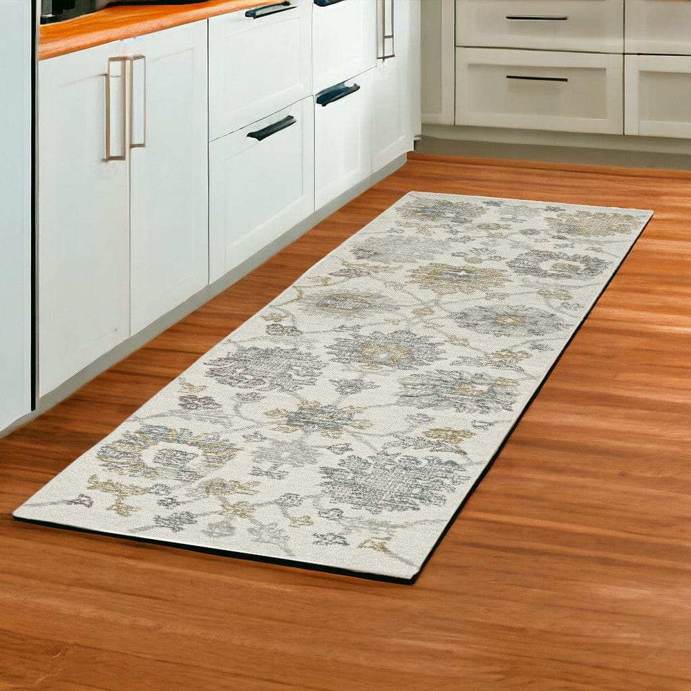 2' X 8' Ivory Floral Vine Wool Runner Rug - Homeroots - Flyclothing LLC