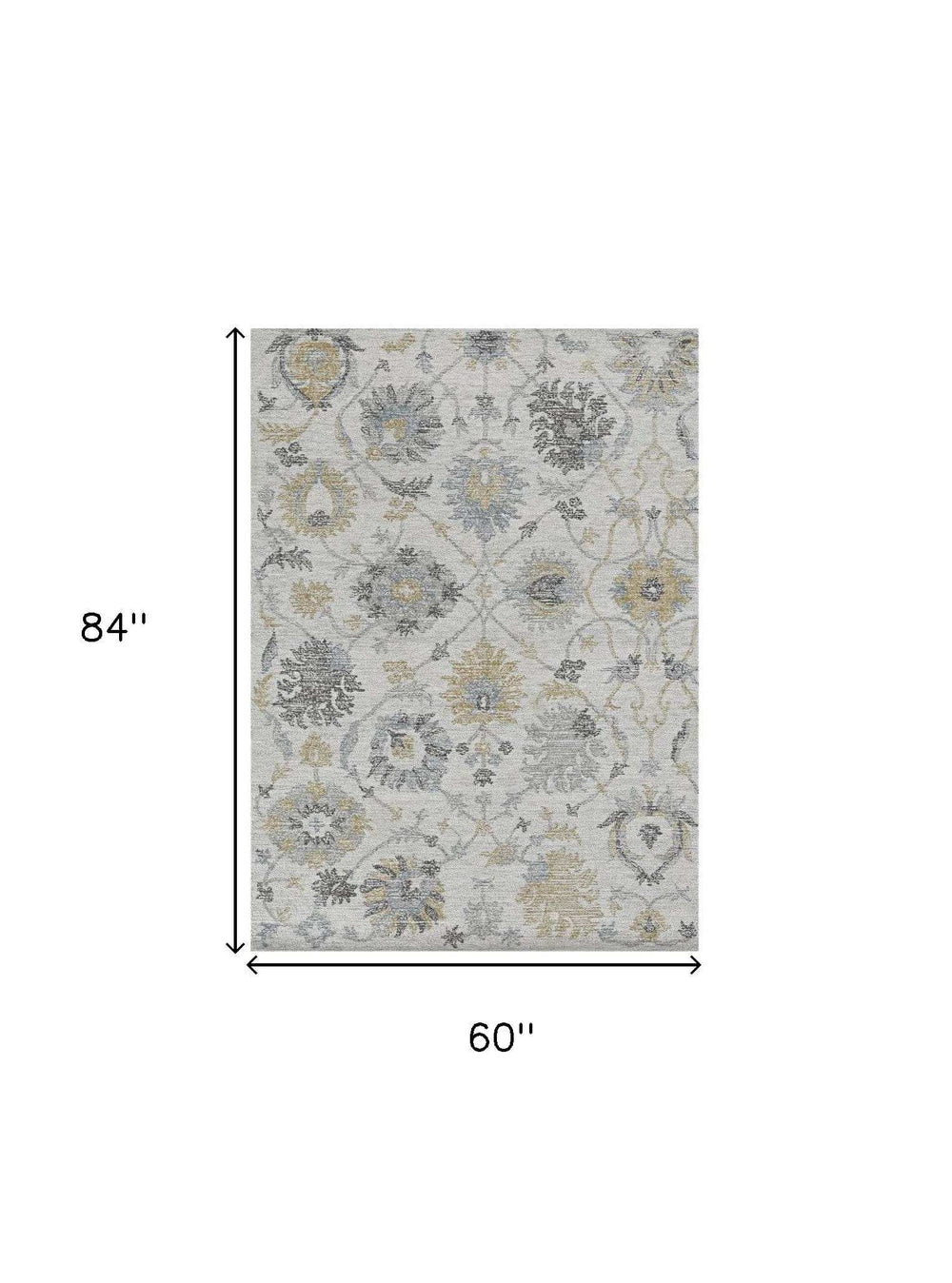 5' X 7' Ivory Hand Tufted Space Dyed Floral Traditional Indoor Area Rug - Homeroots - Flyclothing LLC