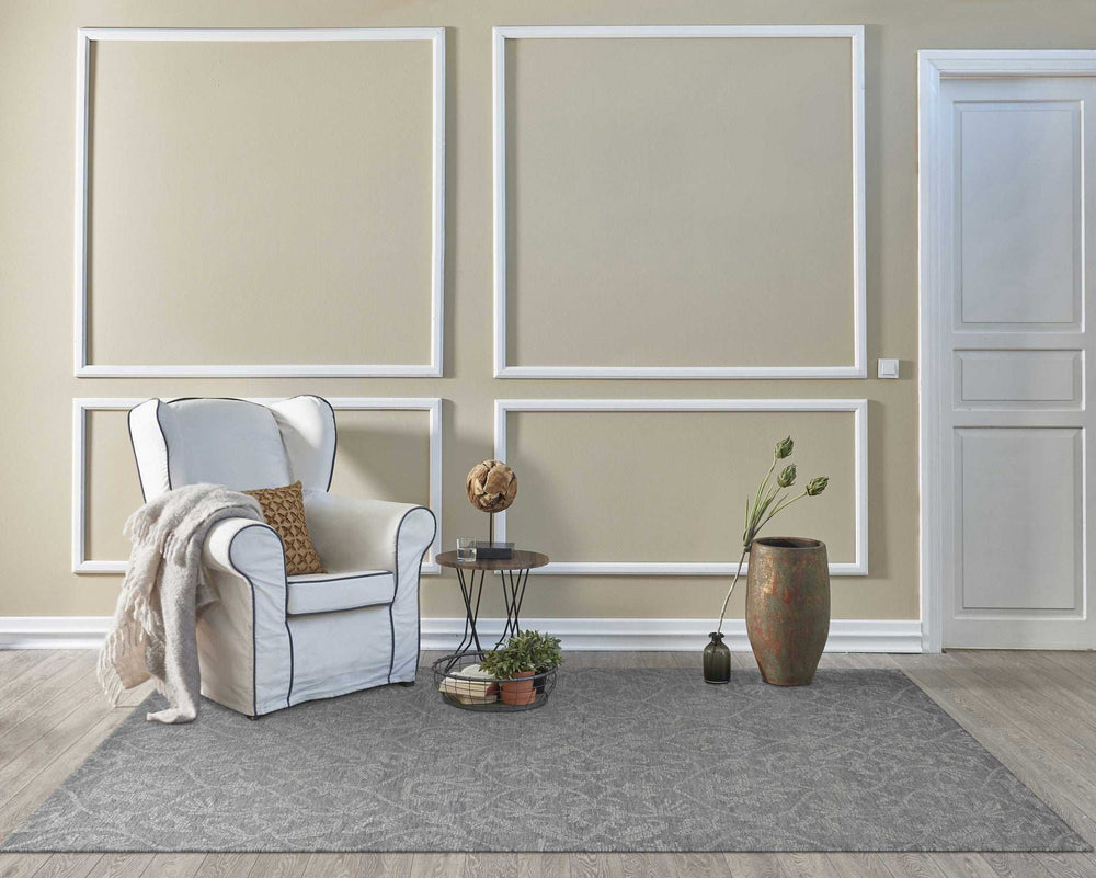 8' Grey Hand Tufted Space Dyed Floral Ogee Indoor Runner Rug - Homeroots - Flyclothing LLC