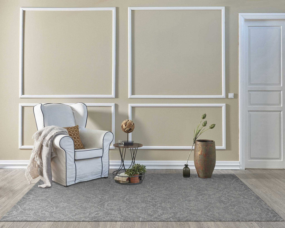 5' X 7' Grey Floral Vines Wool Indoor Area Rug - Homeroots - Flyclothing LLC