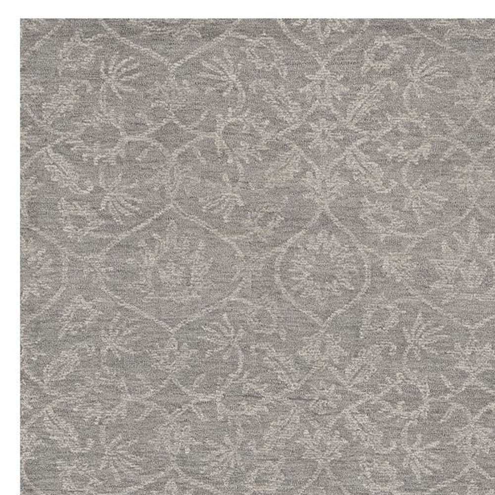 5' X 7' Grey Floral Vines Wool Indoor Area Rug - Homeroots - Flyclothing LLC