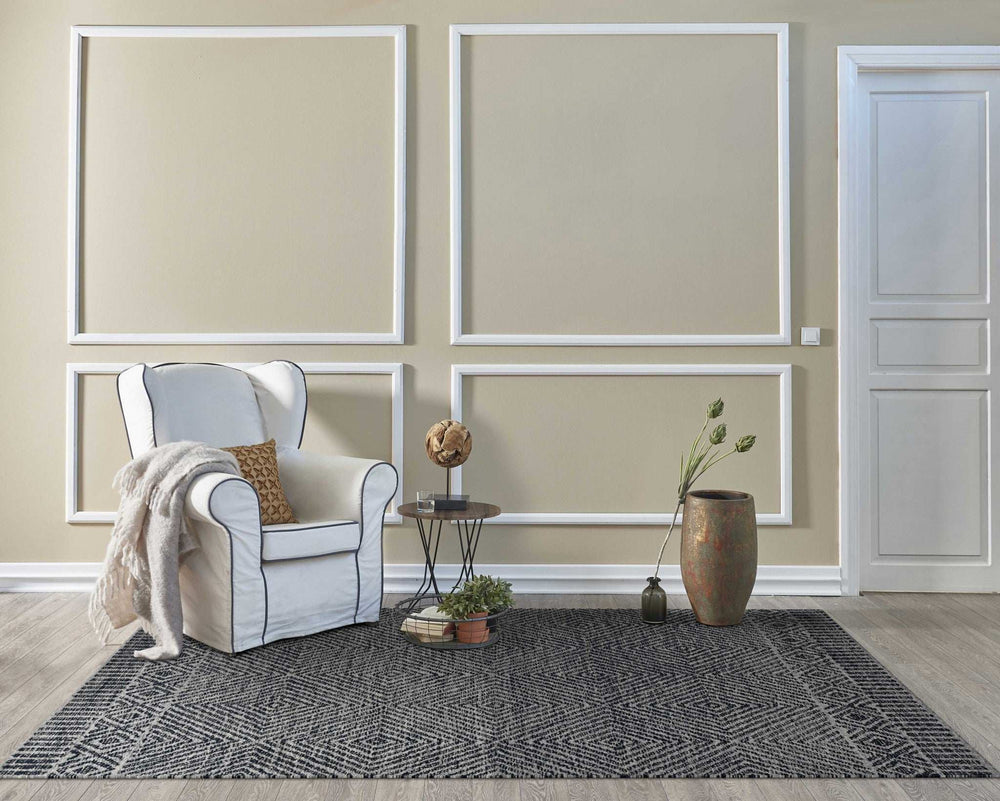 96 X 132 Grey Or Black Wool Rug - Homeroots - Flyclothing LLC