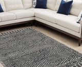 96 X 132 Grey Or Black Wool Rug - Homeroots - Flyclothing LLC