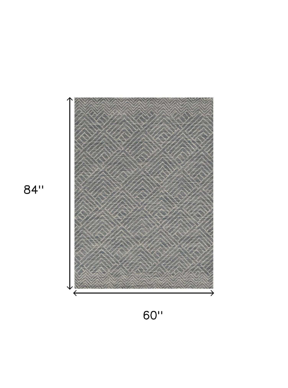 5' X 7' Denim Blue Hand Tufted Space Dyed Geometric Indoor Area Rug - Homeroots - Flyclothing LLC