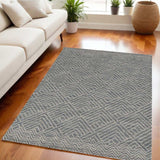 5' X 7' Denim Blue Hand Tufted Space Dyed Geometric Indoor Area Rug - Homeroots - Flyclothing LLC