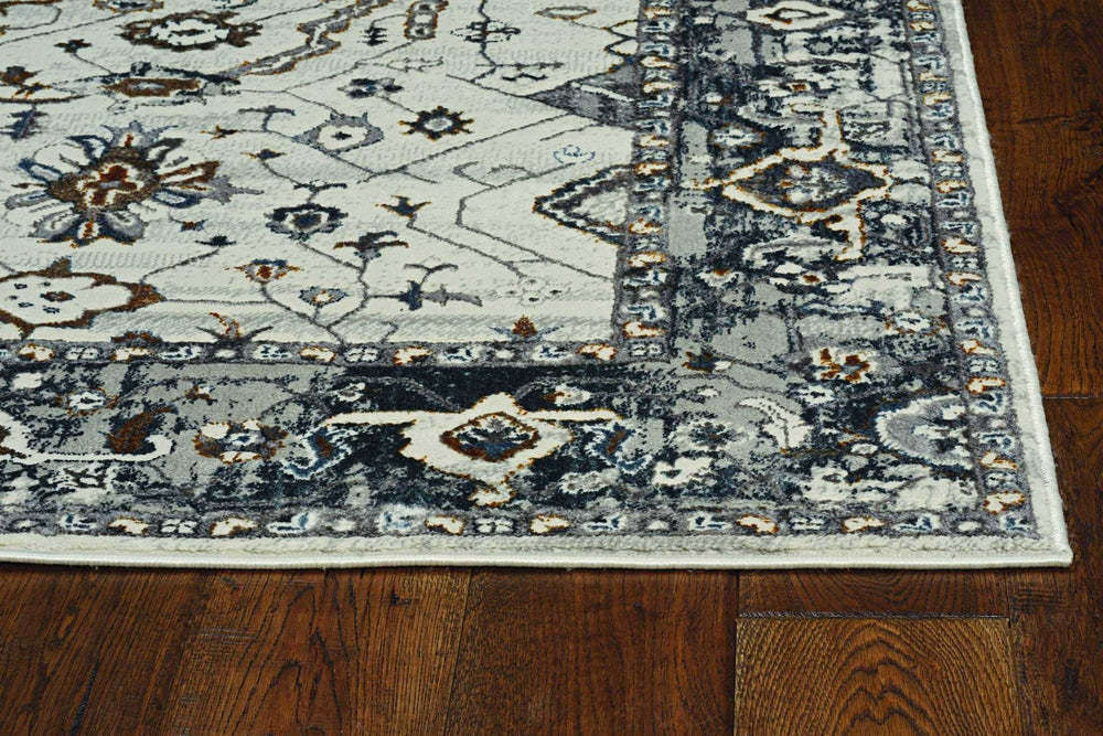 3' X 5' Gray and Ivory Floral Distressed Area Rug - Homeroots - Flyclothing LLC