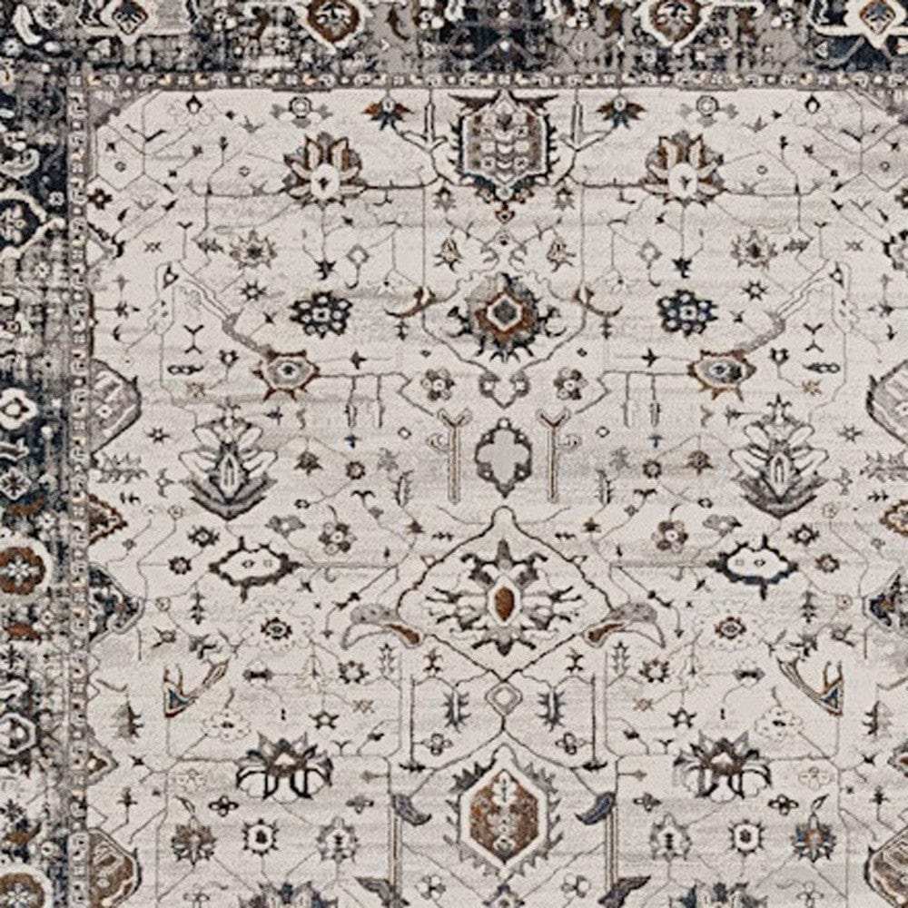 8' X 11' Gray and Ivory Area Rug - Homeroots - Flyclothing LLC