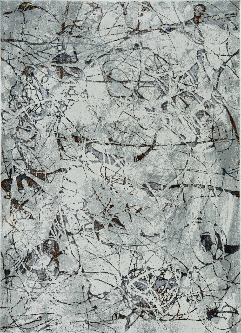 7' Ivory Grey Machine Woven Abstract Vermicular Indoor Runner Rug - Homeroots - Flyclothing LLC