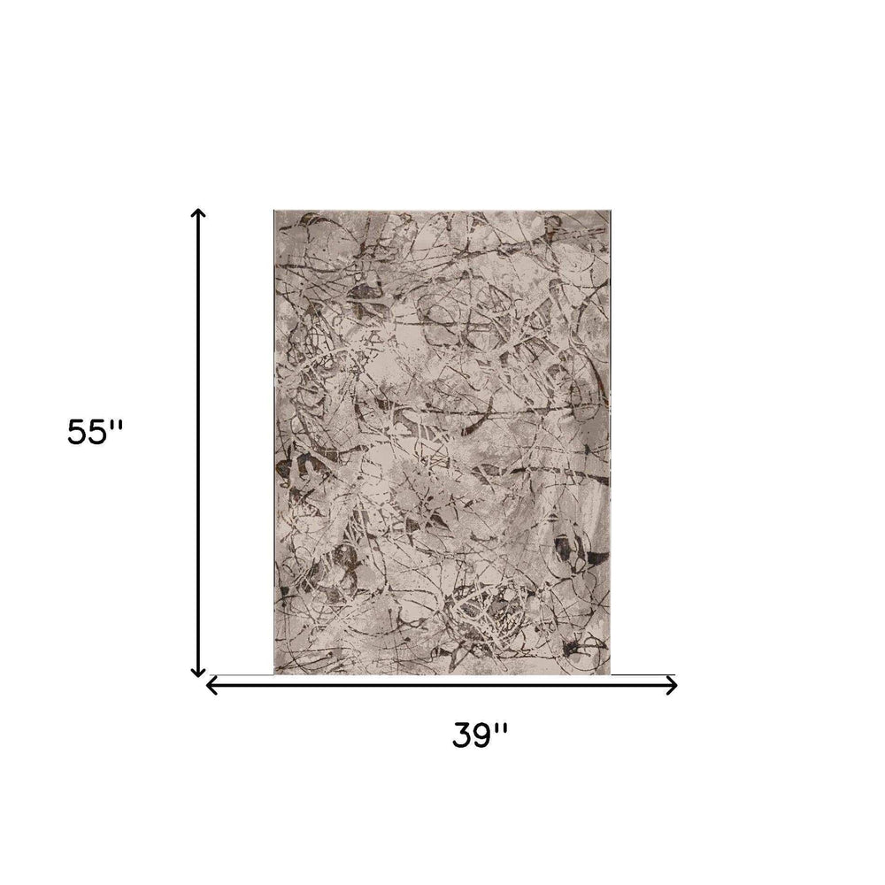 3' X 5' Gray and Ivory Abstract Area Rug - Homeroots - Flyclothing LLC