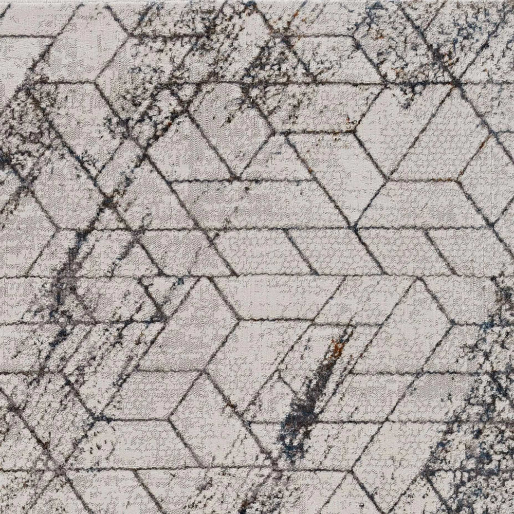 7' Ivory Machine Woven Abstract Geometric Indoor Runner Rug - Homeroots - Flyclothing LLC