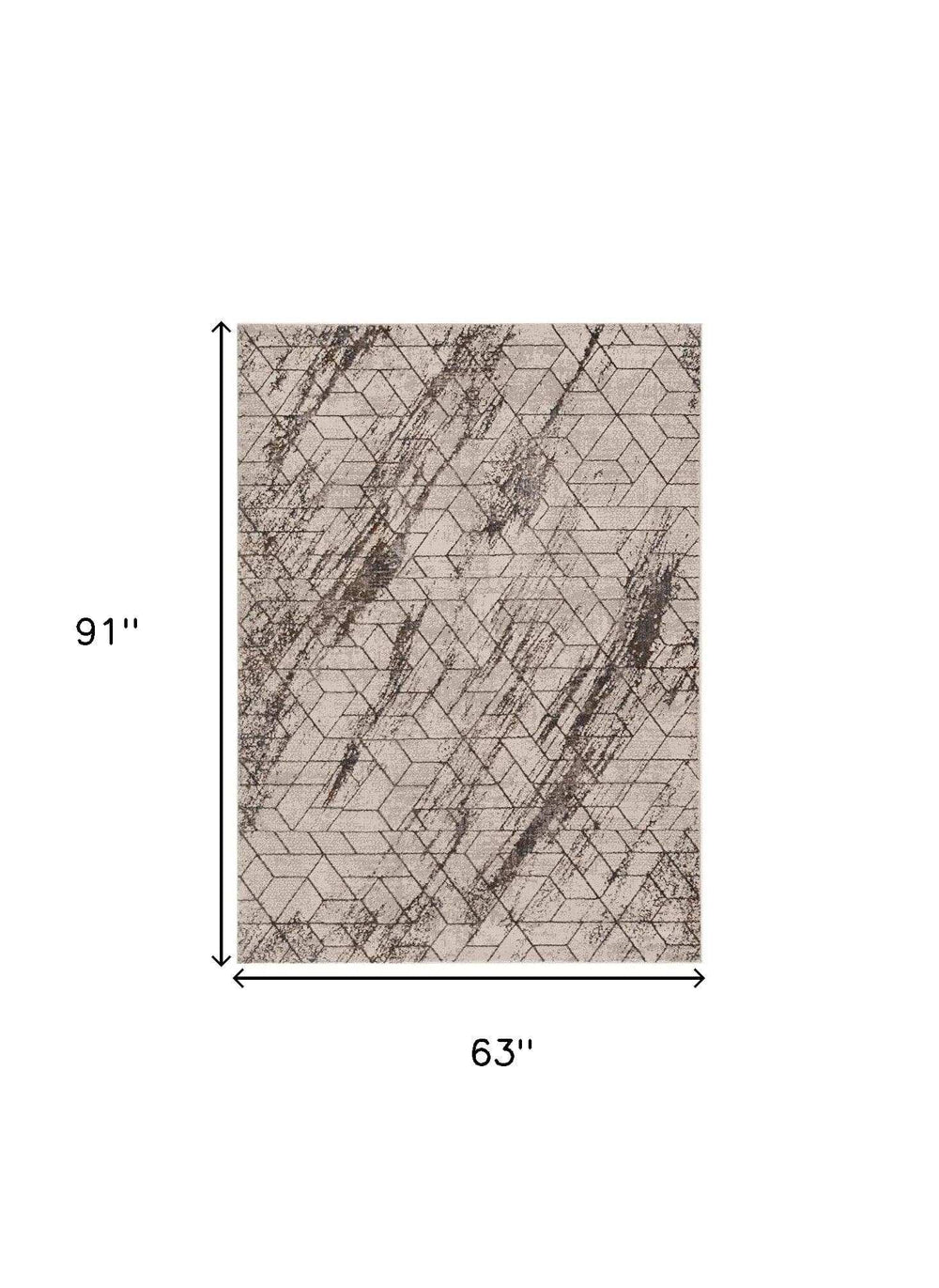 5' X 8' Ivory Geometric Pattern Indoor Area Rug - Homeroots - Flyclothing LLC