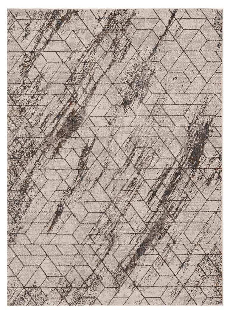 5' X 8' Ivory Geometric Pattern Indoor Area Rug - Homeroots - Flyclothing LLC