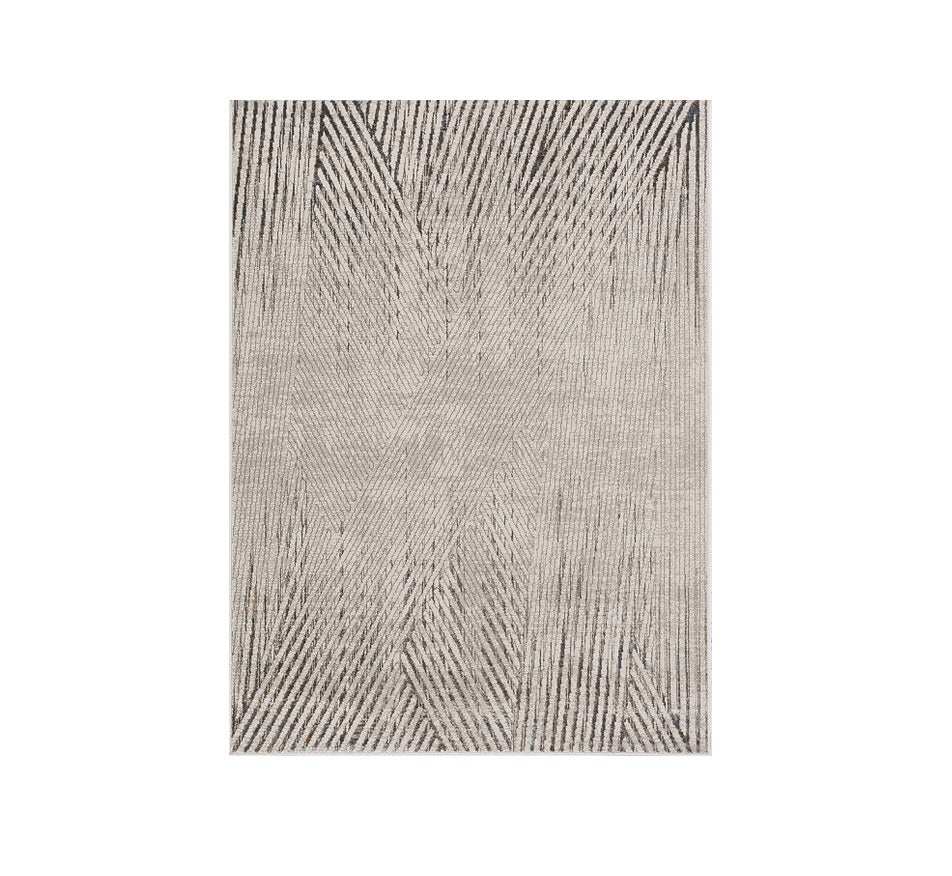 3' X 5' Ivory Or Grey Geometric Lines Area Rug - Homeroots - Flyclothing LLC