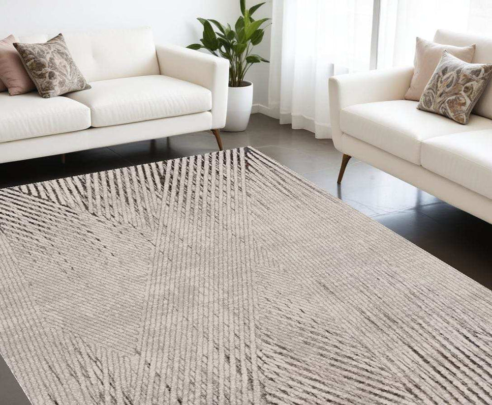 6' X 9' Gray and Ivory Area Rug - Homeroots - Flyclothing LLC