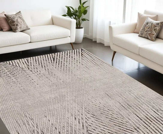 8' X 11' Gray and Ivory Area Rug - Homeroots - Flyclothing LLC