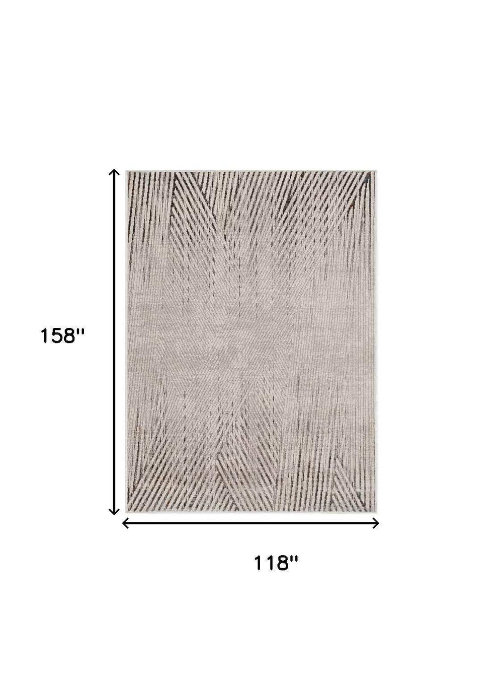 10' X 13' Ivory Grey Machine Woven Geometric Lines Indoor Area Rug - Homeroots - Flyclothing LLC